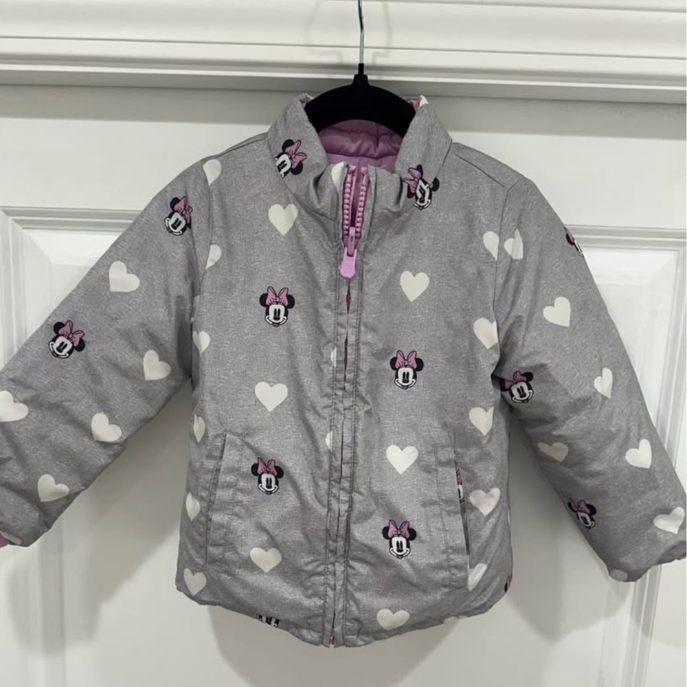 GAP Toddler Minnie Mouse Reversible Puffer Jacket